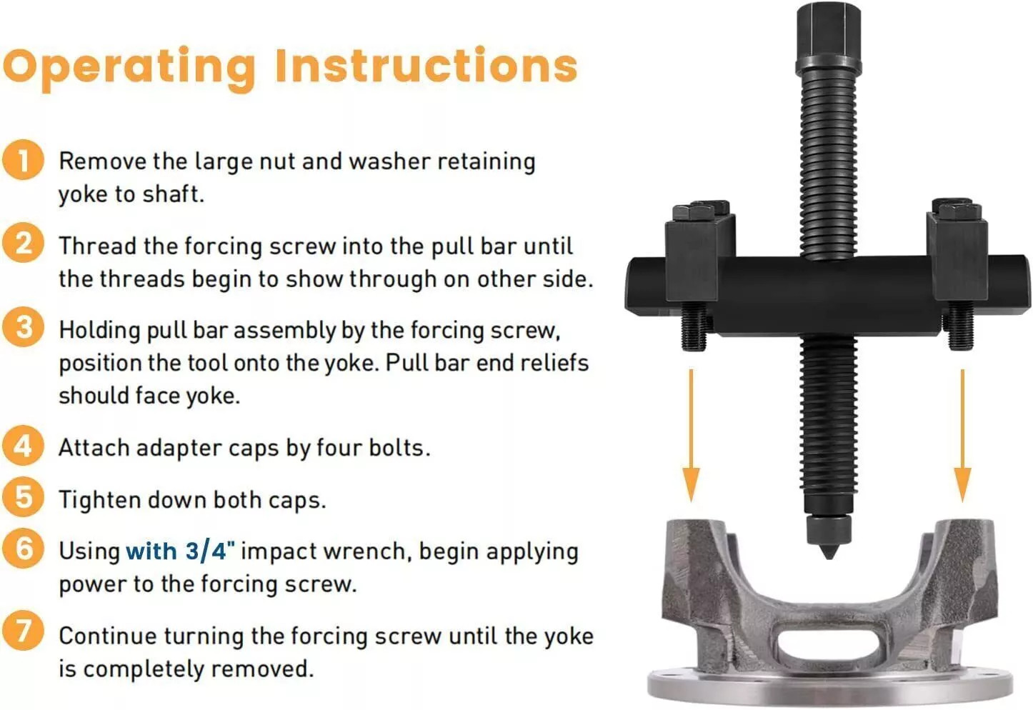 For Commercial Trucks /Semi Truck Heavy Duty Yoke Puller Removal Tool Kit 10803