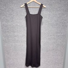NWT Old Navy Womens M Black Fitted Sleeveless Ribbed Knit Midi Dress Grunge Alt