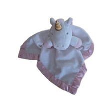 Cloud Island White Pink Unicorn Plush Stuffed Satin Lovey Baby Security Blanket
