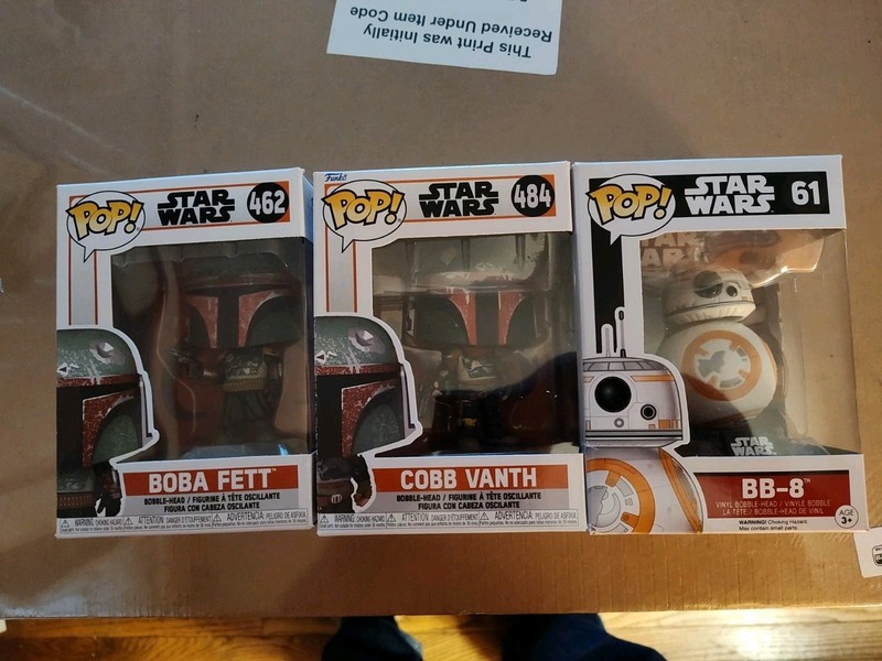 3 Funko Pop! Vinyl: Star Wars Figures- Boba Fett #462, Cobb VANTH #484, BB-8 #61
