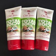 3x Old Spice Total Body Aluminum Free Deodorant Cream Fiji 3 oz Ea New
