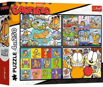 NEW TREFL Jigsaw Puzzle 4x250 Pieces 12+ Ages Garfield doesn't like Mondays