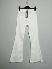 Boohoo White Butt Shaper High Rise Skinny Flared Jeans Size 8 NWT Retro 70s
