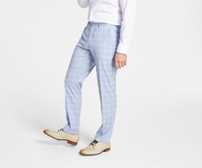  135. Alfani Men's Slim Fit Stretch Solid Suit Pants Blue Plaid 32W x 30L