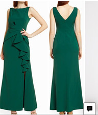 Wore Once, Size 10 Eliza J Green Ruffle Front Floor Length Gown Dress