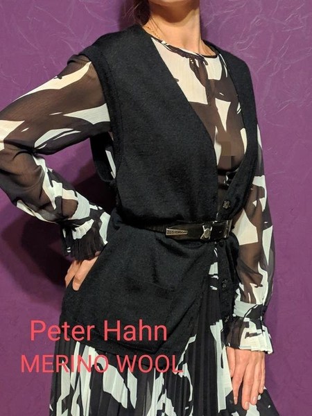 Women Peter Hahn Vest Grey Wool 40 / L / 48 #C90L