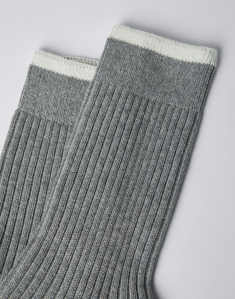 BRUNELLO CUCINELLI MEN'S GREY WHITE RIBBED SOCKS MSRP $325 image 2