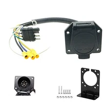  4 Flat to 7 Way RV Trailer Light Plug Wire Harness Converter Adapter for Car 