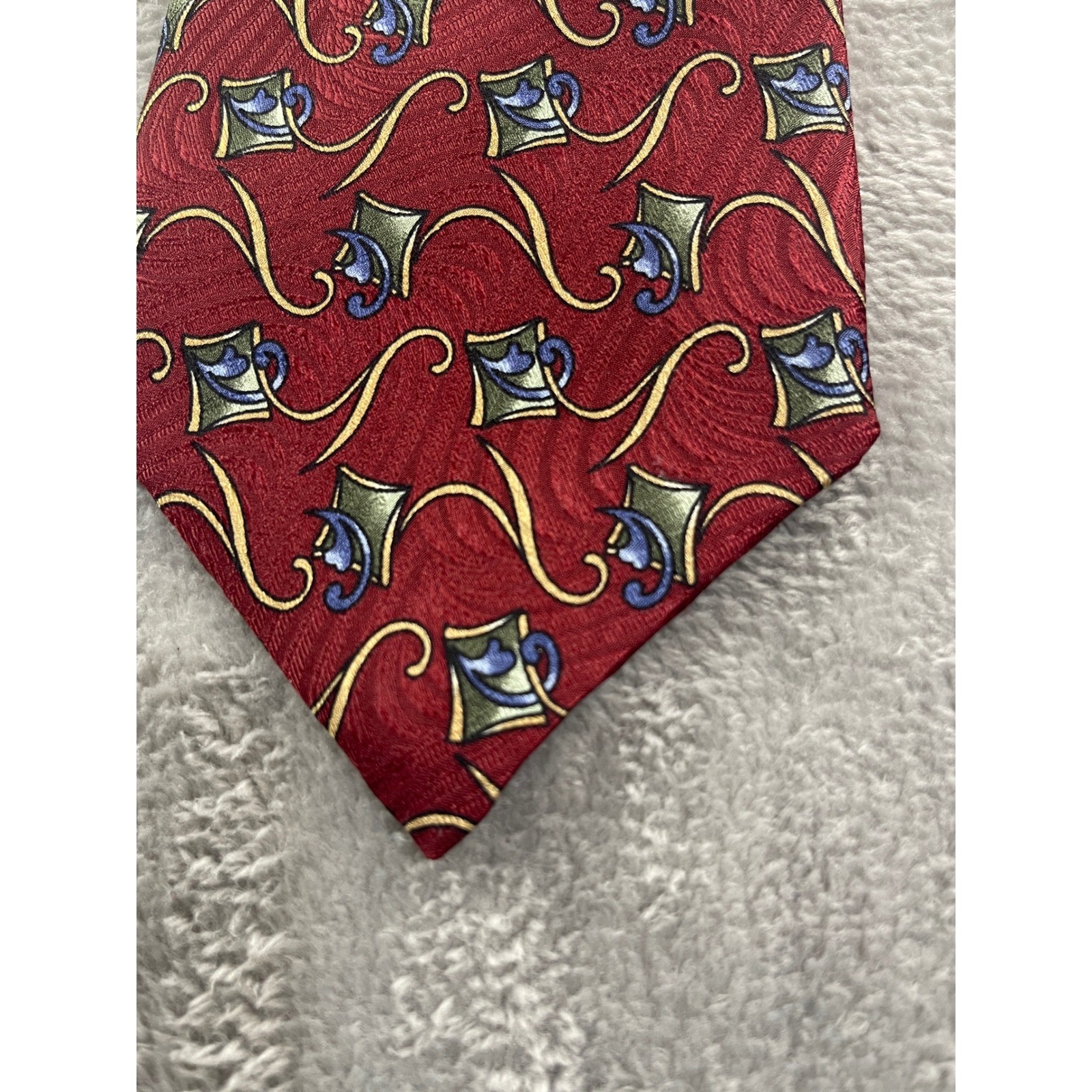 Robert Talbott Studio Extra Long Burgundy Pattern… - image 4