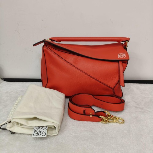 Loewe Puzzle Medium Red Leather Geometric Shoulder Bag With - Excellent #VEOFI2