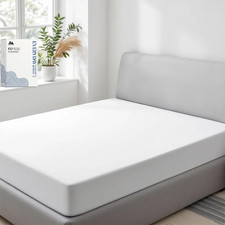 Mayfair Linen 100 Organic Cotton Percale Weave Fitted Sheet Twin Size, White, 1