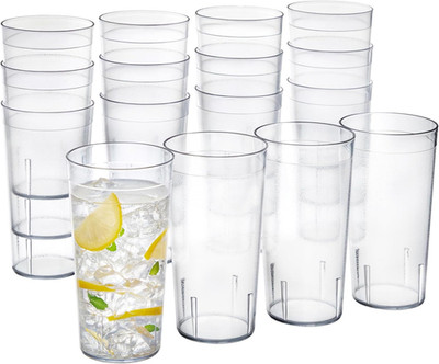 16 Pack 20 oz Plastic Tumblers Clear Stackable Reusable Cups BPA Free Durable