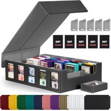 Trading Card Storage Box 5-Row 3900 Capacity, TCG MTG Card Case Magnetic Lid US