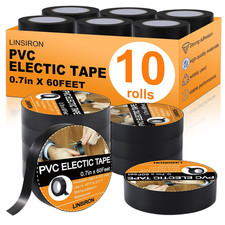 10 Pack Black Electrical Tape Waterproof, 3/4In X 60Ft, Bulk Pvc High Temperatur