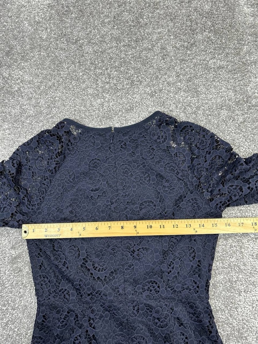 chinese dress ladies Navy Lace Dress with 3/4 Sleeves