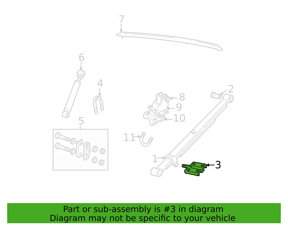 Placa de anclaje de resorte trasero GM 1982-2005 ORIGINAL, PLACA OEM NUEVA, P/N 15957231 Foto 4 de 4