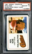 1981 Perma-Graphics Super Star Credit Cards #5 Pete Rose - PSA 10
