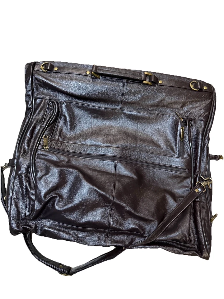 Elegante bolso de tres trajes de cuero negro marrón para hombre Foto 2 de 4