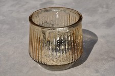 Vintage Ribbed Speckled Lustre Mercury Glass Tealight Pillar Candle Holder Vase