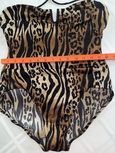 Vintage Animal Badeanzug Leopard Tiger Neckholder zum Binden PinUp Rockabilly + BH Union 16 M L - Bild 12 von 15