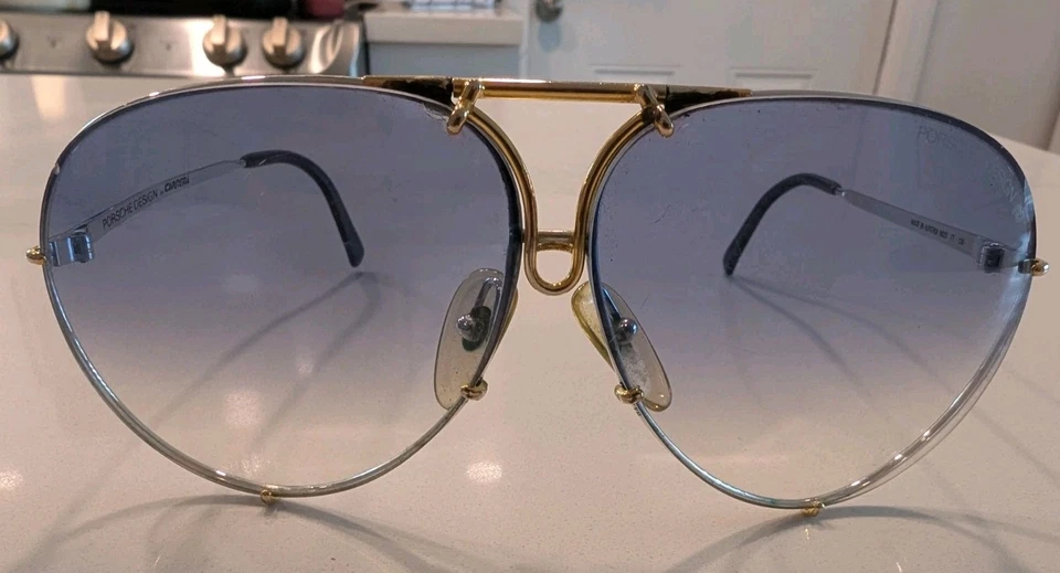 Gafas de sol de aviador vintage Porche Design Carrera tono dorado y plateado Austria 5623 Foto 3 de 4