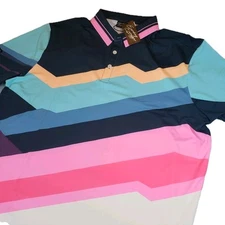 NWT Sunday Swagger Men's XXL Blue Ultra Stripe Performance Golf Polo Shirt