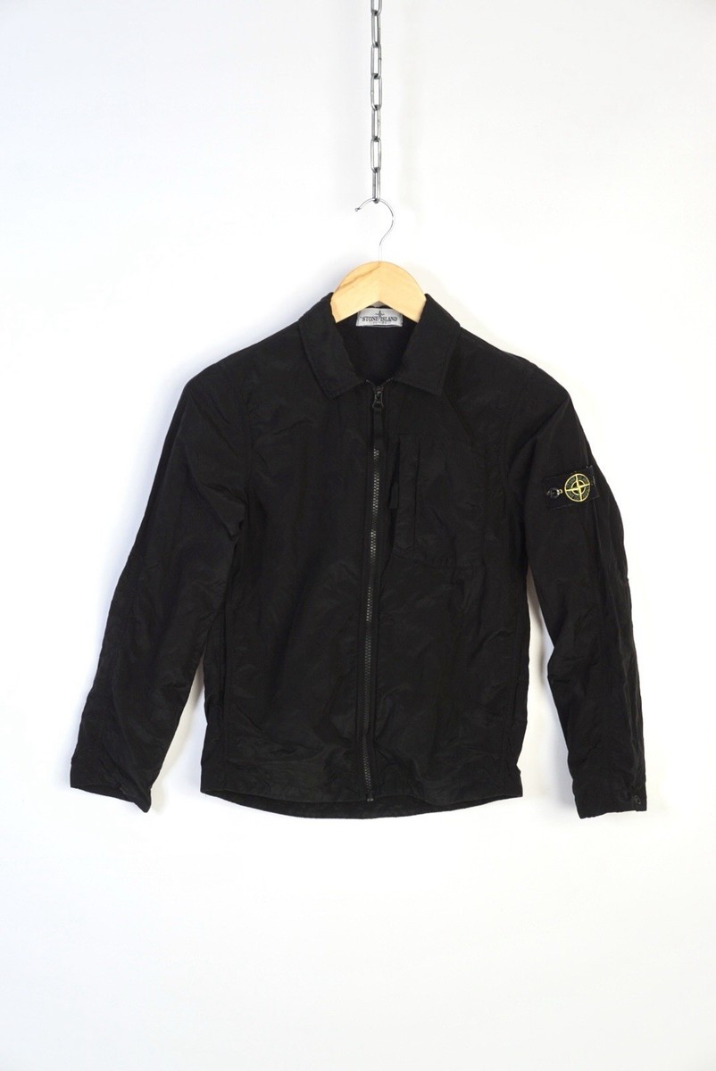 Stone Island Junior Black Nylon Zip Jacket Overshirt – Size 10