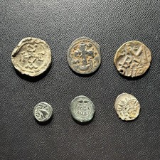 Lot of 6 Ancient Coins / Seals Byzantine Empire, Ancient Greece, Etc.