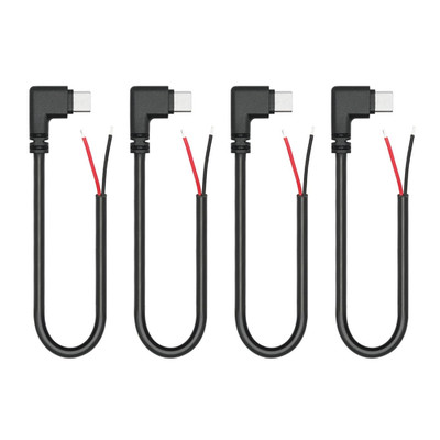 4Pcs USB C to 2 Pin Bare Wire Open End Power Cord 10Inch, 90 Degree USB Type C M