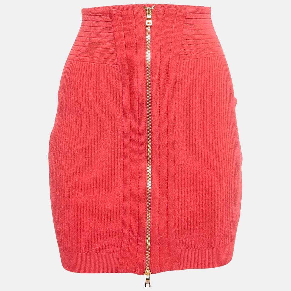 Mini-saia de malha elástica rosa Balmain M