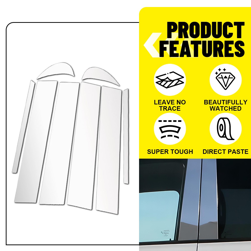 8pcs Chrome Window Pillars Post Cover Trim For Toyota Camry 2018-2021 2022 2023