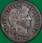 1914-S Barber Dime Very Fine VF Coin #35975