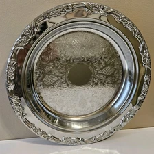 Vintage Shelton Ware Silver Plate Round Serving Tray with Glass Insert 13" 