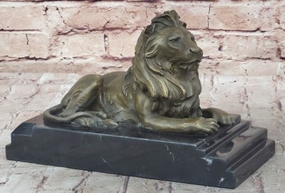 Vintage Antoine Louis Barye Signed Bronze Sculpture ''Lion Qui Marche'' Art Deco