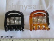 CLOSEOUT 4 2 NEW COLOR PLASTIC JAW HAIR CLIP / FLAT COMB / CLEAR STONE 1 1/2"