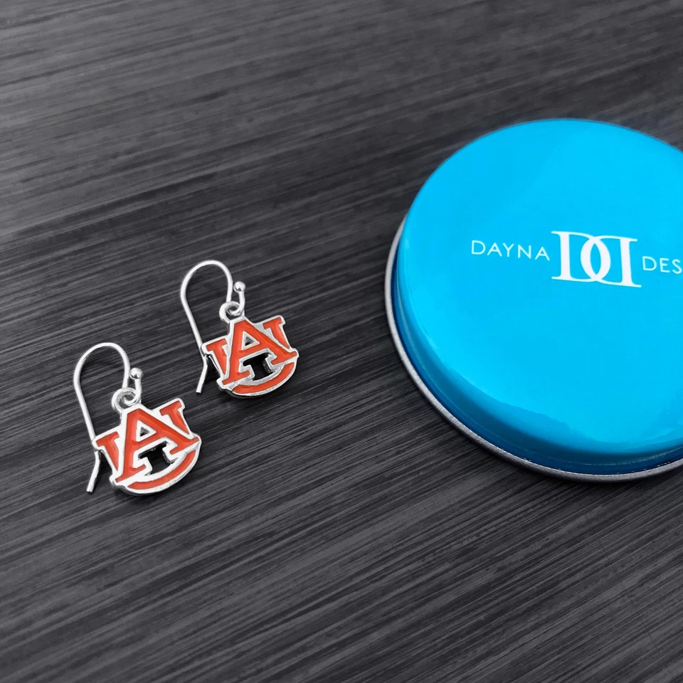 Women's Dayna Designs Auburn Tigers Silver Enamel Dangle Earrings - Image 2 of 2