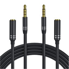 2 Pack 3.5mm Headphone Extension Cable 4Ft/1.2M 4-Pole Male to Female Aux Cord