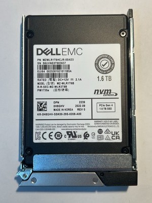 Dell H8GHV 1.6TB NVME PCIE4.0 MIXED USE U.2 2.5in SSD 0H8GHV MZ-WLR1T6B