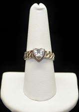 Sterling Silver Clear Gem Heart Shaped Ring SZ 8.0 FME937
