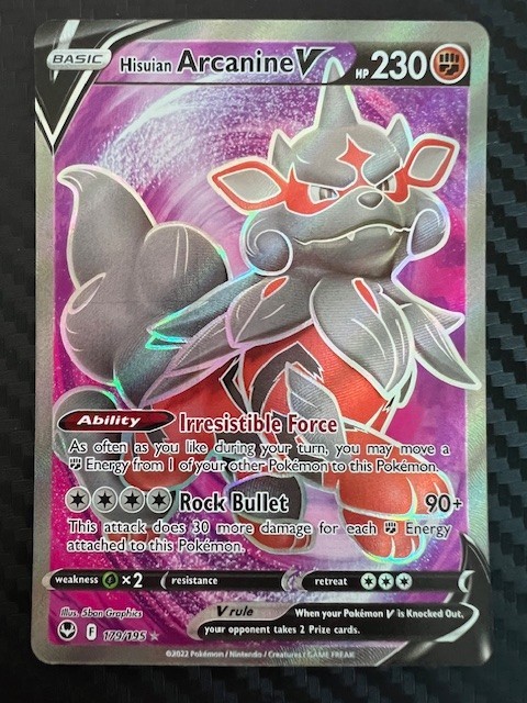 Pokemon TCG Hisuian Arcanine V 179/195 Silver Tempest Full Art Ultra Rare NM