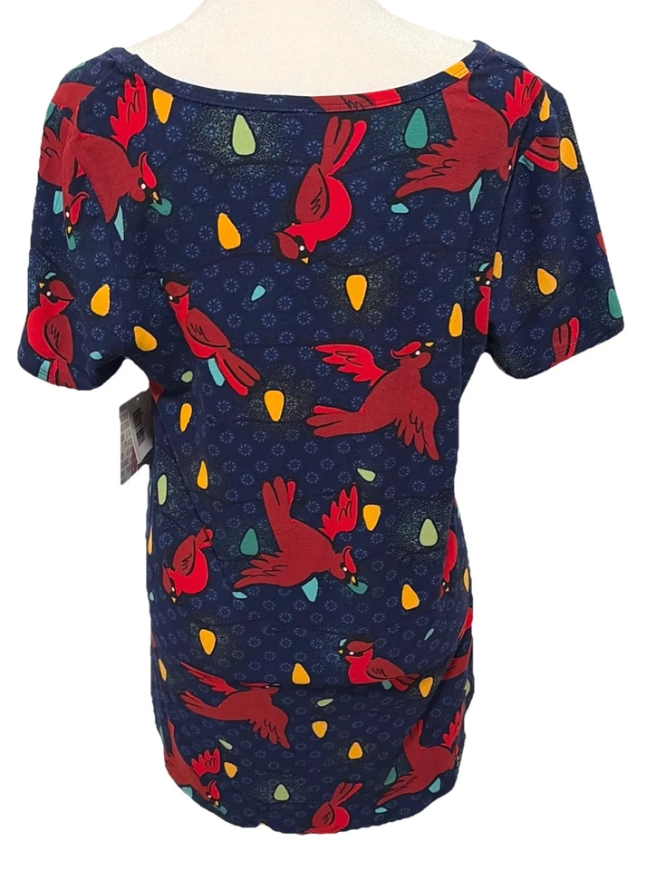 Nuevo con etiquetas LuLaRoe Clásico T Vacaciones Cardenal y Luces de Navidad Estampado Talla M (10-12) Foto 4 de 4