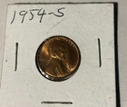 1954-S Gem B Uncirculated Red Lincoln Wheat Penny Cent RD BU, San Francisco Mint