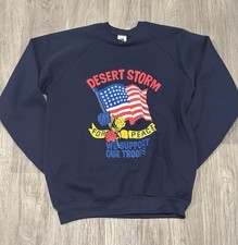 Vintage 90s Operation Desert Storm Made In USA Heavyweight Crewneck XXL Navy