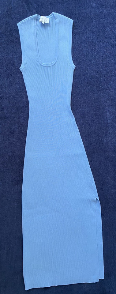 "MINIMA ESENCIALES" WOMENS BLUE SABINE KNIT BODYCON MIDI DRESS - SIZE 8