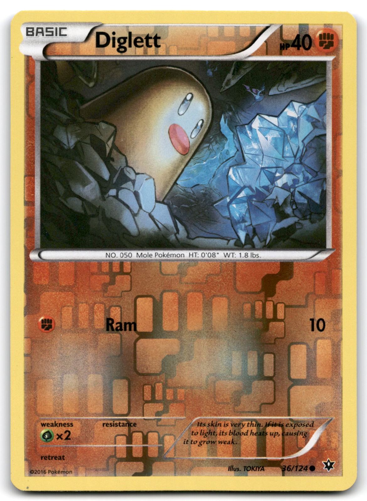 Diglett Reverse Holo 36/124 XY - Fates Collide Lightly played