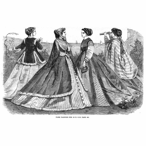 PARIS Ladies Fashions for May - Antique Print 1866