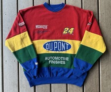 Vintage 90s Chase Authentics Jeff Gordon DuPont NASCAR Rugby Style Sweatshirt LG