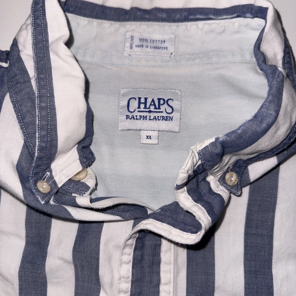 Camisa vintage Chaps Ralph Lauren para hombre XL abotonada manga larga 100 % algodón Foto 3 de 4