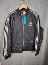 Adidas Originals Mens Chile20 Bomber Jacket Large Black Metallic NEW Top Coat