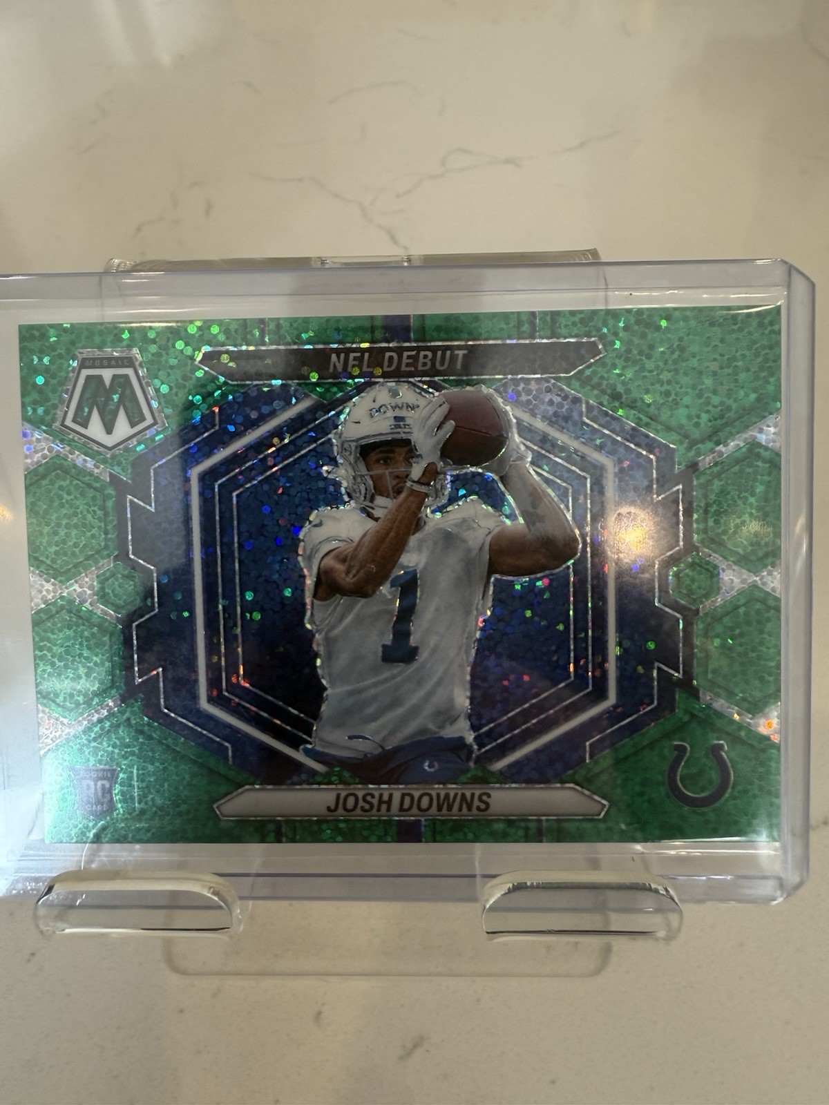 2023 Mosaic Josh Downs NFL Debut Green Sparkle /8 RC #ND-15
